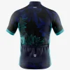 Mens Cycling Dark Blue Lotus Print Jersey