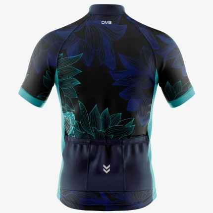 Mens Cycling Dark Blue Lotus Print Jersey