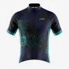Mens Cycling Dark Blue Lotus Print Jersey