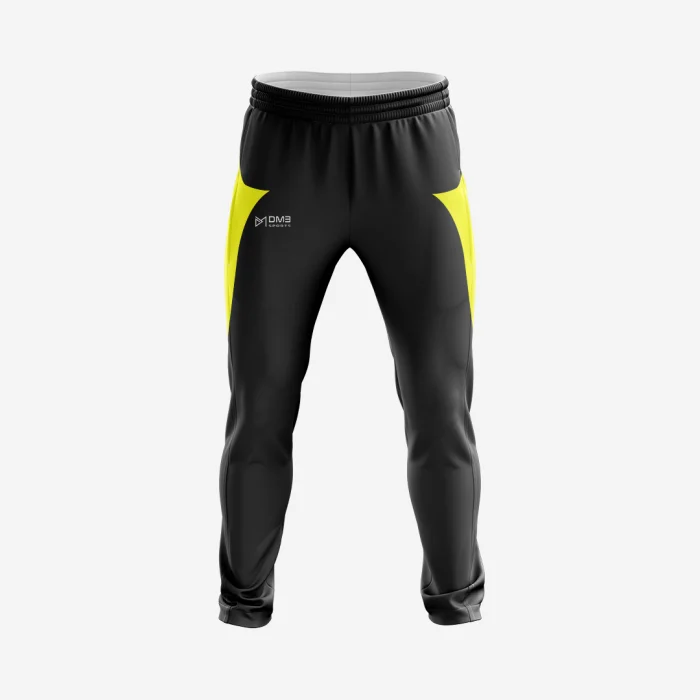 Mens Cricket Yellow Stripe Track Pants