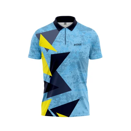 Mens Cricket Blue Geometric Jersey