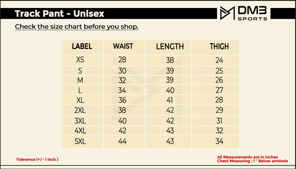 Track Pants Size Guidelines
