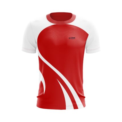 Buy Customized Red Curved Panel Men’s Badminton Jersey online
